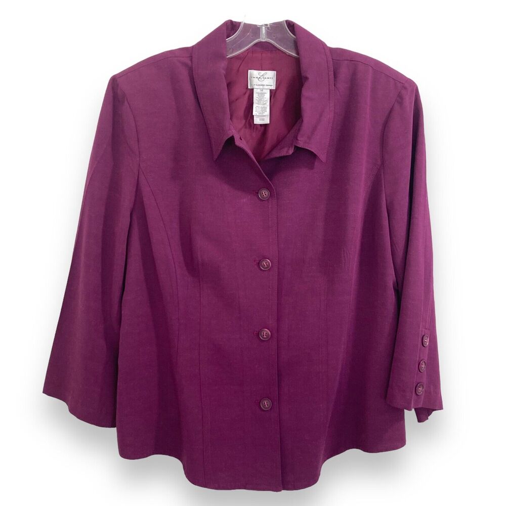 Emma James Women’s Plum Purple Rayon Linen Blend Blazer 16 Purple Minimalist